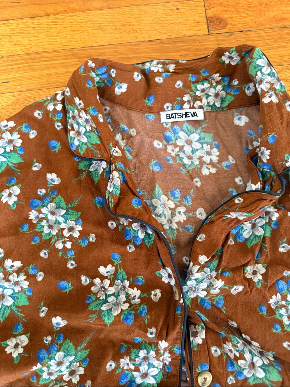 BATSHEVA Brown Floral Button-Up pajama set